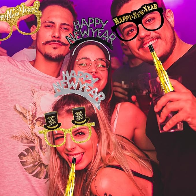 78PCS New Years Eve Party Supplies 2026,Happy New Year Headband,Glasses,Noise Makers Party Favors
