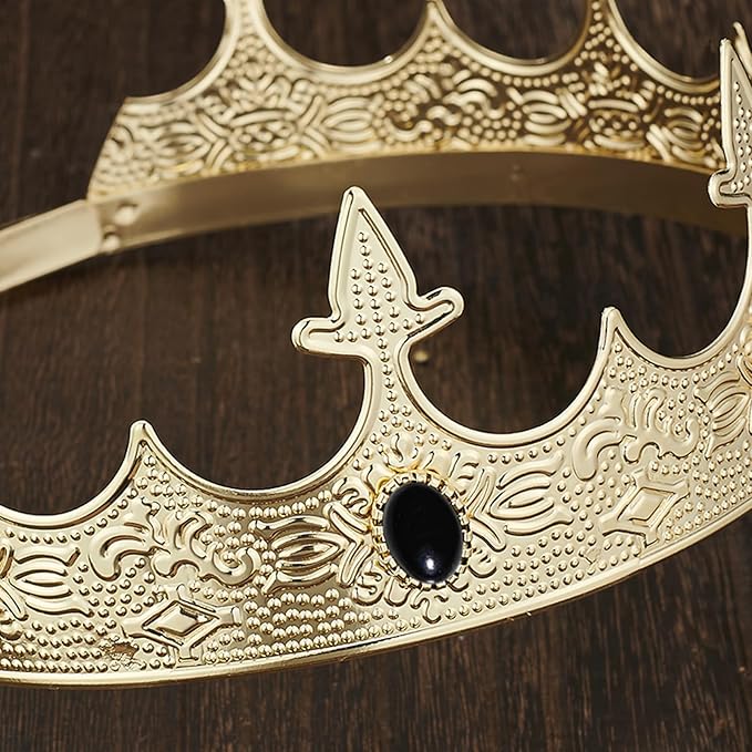 King Crowns Metal Hair Band for Men Gold Crowns and Tiara for Theme Birthday Party Costume Accessories