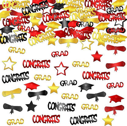 KatchOn, Shiny Congrats Grad Confetti 2025 - Pack of 1300 | Black, Red and Gold Graduation Confetti Class of 2025, Graduation Decorations 2025 | Class of 2025 Decorations