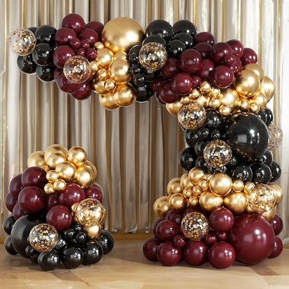 Burgundy Balloon Arch Garland Kit 164pcs Metallic Rose Gold Maroon Gold Balloons in Different Sizes for Baby Shower Valentines Day Bridal Shower Wedding Birthday Party Decorations