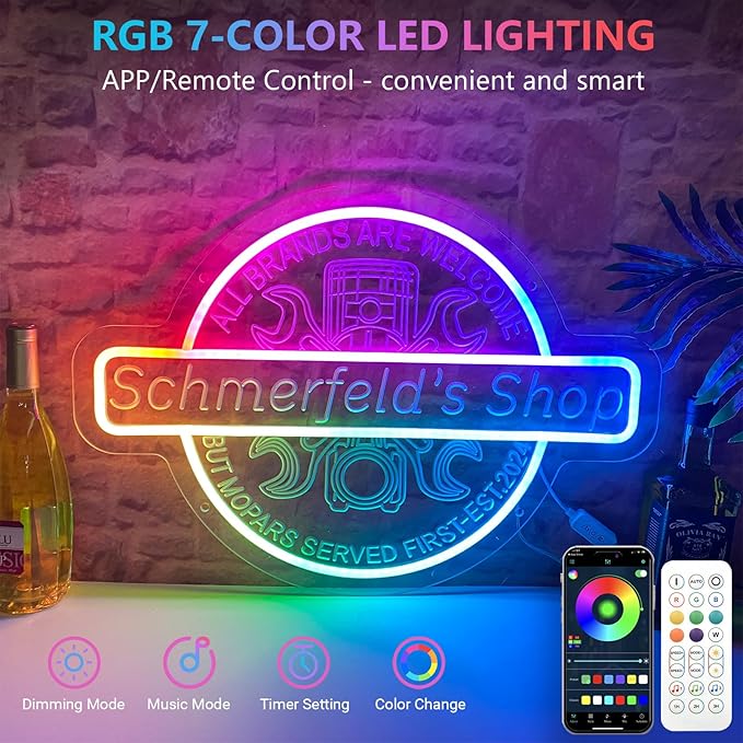 Custom Name Garage LED Neon Sign for Men Dad, Personalized Garage 3D Art Sign, Customizable Workshop Man Cave Acrylic Neon Light for Gift, Garage Light Up Sign for Wall Decor