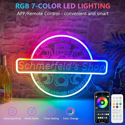 Custom Name Garage LED Neon Sign for Men Dad, Personalized Garage 3D Art Sign, Customizable Workshop Man Cave Acrylic Neon Light for Gift, Garage Light Up Sign for Wall Decor