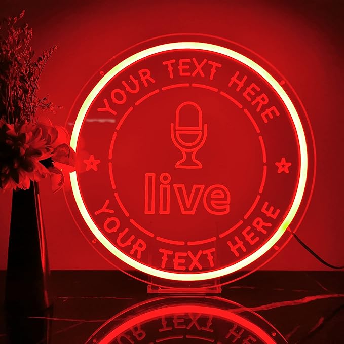 Custom Live On Air Neon Signs for Wall Decor, Personalized LED Live Neon Light Handmade Sign Gift for Twitch Tiktok Youtube Streamer Gamer, Studio Game Room Bedroom Art Decoration