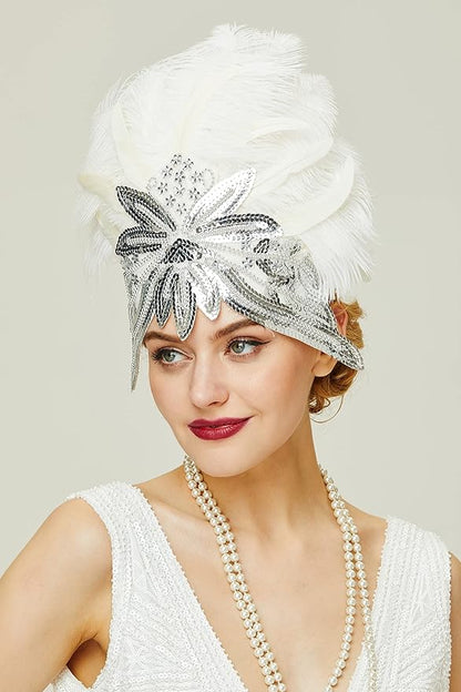 BABEYOND Carnival Feather Headpiece Showgirl Feather Pageant Headband 1920s Flapper Headband