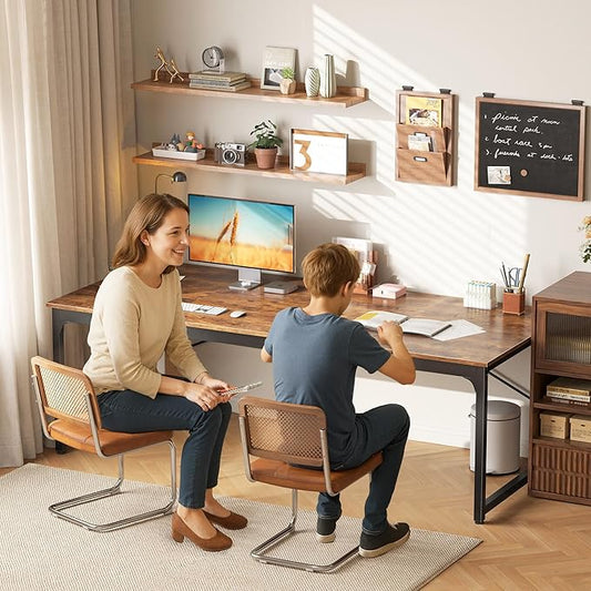 PRAISUN 70.8 X 29.5 Inch Computer Desk with Deeper Desktop, Gaming Office Writing Work Desk for Home Office, Study, Bedroom, Work from Home, Metal Frame, Rustic Brown