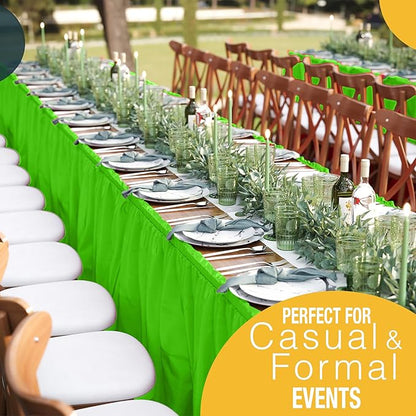 Exquisite Ruffle Table Skirt Lime Green 48 Pack 14 Ft Long Table Skirts for Rectangle Tables 6ft Plus or Round Tables Skirts with Adhesive Strip for Gender Reveal Decor & Happy Birthday Parties