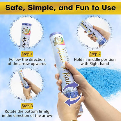 2 Pack Gender Reveal Smoke Confetti Poppers - Biodegradable Blue Powder Poppers for Baby Gender Reveal | Creates Vibrant Cloud of Color | Perfect for Photography and Special Events