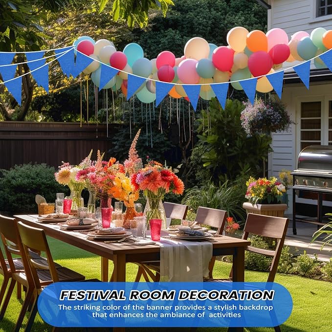 100 Feet Pennant Banners Flags 75 Solid String Triangle Flags for Grand Opening, Carnival Theme Birthday Party Decoration Outdoor Events Classroom Decoration(Blue)