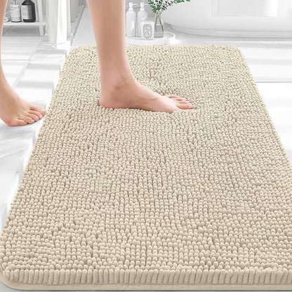 OLANLY Bathroom Rugs 36x24, Extra Soft Absorbent Chenille Bath Rugs, Rubber Backing Quick Dry, Machine Washable Bath Mats for Bathroom Floor, Tub and Shower, Home Decor Accessories, Sand