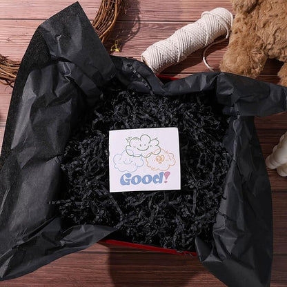 VGOODALL 2LB Black Crinkle Paper Filler, Shredded Confetti Paper for Gift Basket Filling Halloween Christmas Birthday Party Gift Box Wrapping Stuffing Supplies