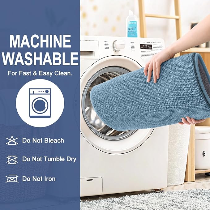OLANLY Thick Memory Foam Bath Mats Rugs 40x24, Extra Soft Absorbent Bathroom Rug, Quick Dry Bath Mat, Non-Slip, Machine Washable Carpet for Bathroom, Tub and Shower, Home Decor Accessories, Airy Blue