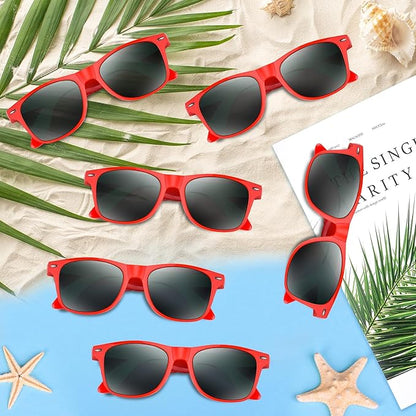 NEBURORA 12 Pack Red Neon Sunglasses Bulk Retro Colorful Party Glasses for Adult Men Women Birthday Wedding Summer Beach Pool Party Supplies