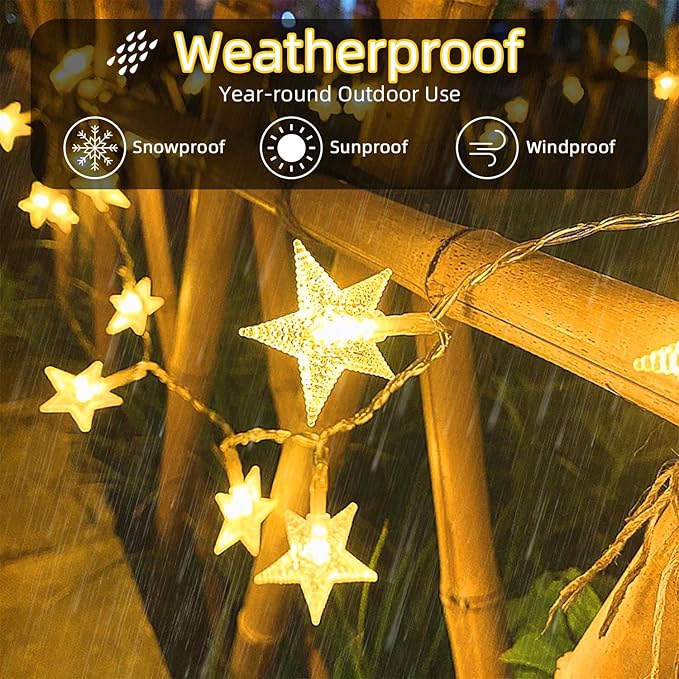 Star String Lights 360 LED 132FT,8 Modes Plug in Star Fairy Lights with Timer & Memory, Indoor Outdoor Star Christmas Lights for Birthday Party Bedroom Wedding Home Classroom Decor Warm White