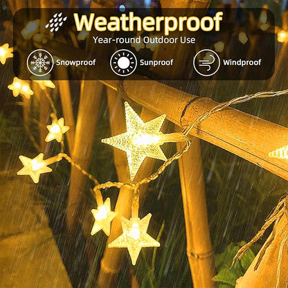 120 LED 40FT Star String Lights, 8 Modes Plug in Star Lights with Timer & Memory, Indoor Outdoor Christmas Twinkle Light for Birthday Party Bedroom Wedding Home Classrom Decor Warm White