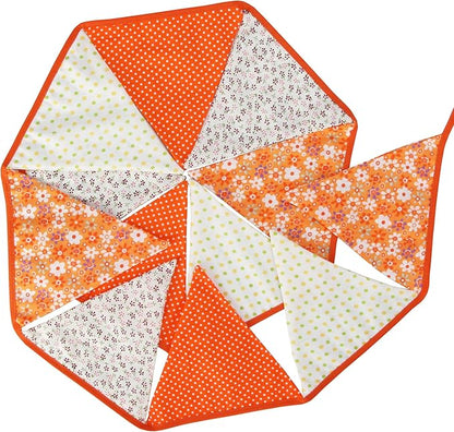 Halloween Pennant Banner, 1 Pack 12 Flags Vintage Halloween Banner Decor Fabric Bunting Flags Orange Garland Fall Decor (Style 2)