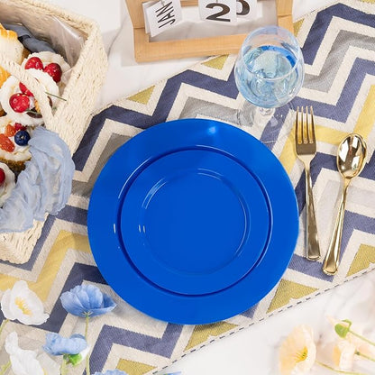 I00000 102 Pcs Hanukkah Plastic Plates, Hanukkah Plates Disposable Blue Party Plates Include 51 Blue Dinner Plate 10’’ and 51 Plastic Dessert Plate 7’’ Perfect for Hanukkah, Party