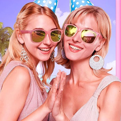 Fsmiling Pink Sunglasses Bulk Adult Party Sunglasses 80s Glasses Shades for Men Women Valentine's Day-30Pack,UV Protection