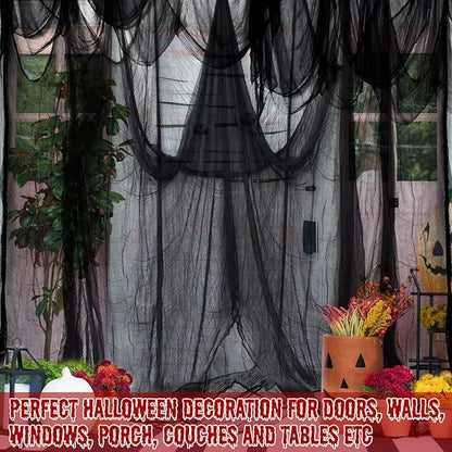 ZeeDix Halloween Black Creepy Cloth 85 x 600in Giant Home Deco Spooky Scary Gauze Cloth for Halloween Party Supplies Haunted Houses Outdoor Yard Wall Doorways Decoration