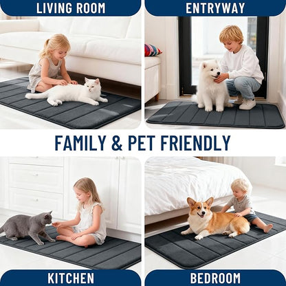 OLANLY Memory Foam Bath Mat 44x24, Super Soft Absorbent Bathroom Rugs, Quick Dry, Machine Washable Shower Floor Rugs, Bathmat Carpet, Bathroom Home Decor Accessories, Dark Gray