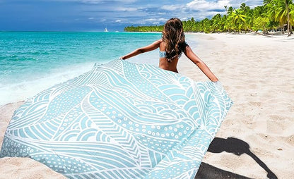 Beach Blanket Waterproof Sandproof Beach Mat 79" X 83"/10'x9'for 2-8 Adults Quick Drying Outdoor Picnic Mat Beach Accessories for Travel, Camping, Hiking