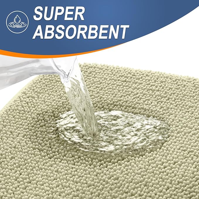 OLANLY Thick Memory Foam Bath Mats Rugs 44x24, Extra Soft Absorbent Bathroom Rug, Quick Dry Bath Mat, Non-Slip, Machine Washable Carpet for Bathroom, Tub and Shower, Home Decor Accessories, Vanilla