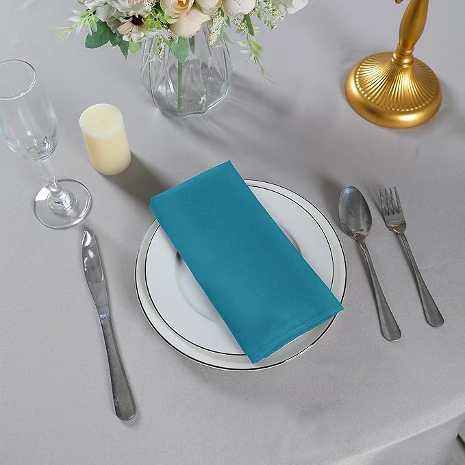 Cloth Napkins 17x17 inch Washable Polyester Dinner Napkins Soft Table Napkins for Wedding Party Dining Banquet(Caribbean Blue,100PCS)