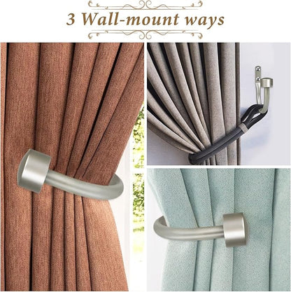 TONIAL Curtain Holdbacks, Decorative Curtain Tieback for Wall Antique Silver Window Drapery Hold Backs Small with Round Finials (1 Pair/2 Pack)