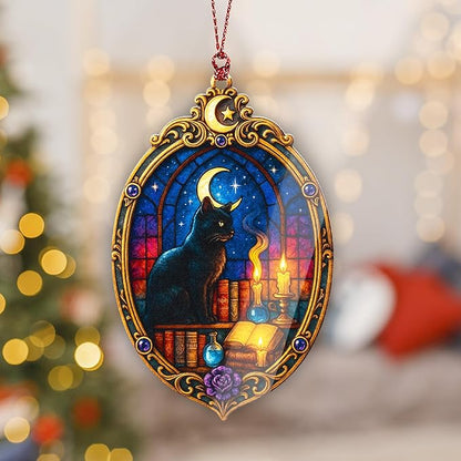 Mystic Black Cat Ornament – Black cat – Witch Gifts – Gothic Decor – Christmas Ornament – Christmas Ornament 2025 – White Elephant Gifts - Xmas Tree Funny Decoration