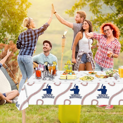 2 Packs Baseball Tablecloth Plastic 54 X 108Inch, Baseball Party Decorations Table Cloth Disposable Rectangle Sports Ball Table Cover for Baseball Birthday Party Supplies (Baseball)