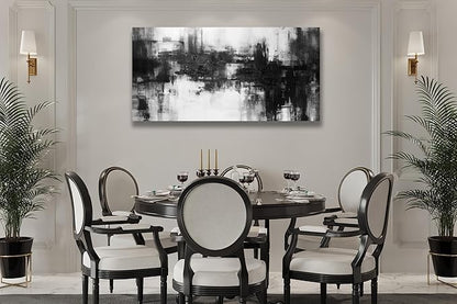 VHMING Black Abstract Wall Art Decor Black and White Painting Pop Culture Wall art Rock Room Decor Art Canvas Wall Decoration Artwork for Bedroom Home Office Dining Room Decoration 24"x48"
