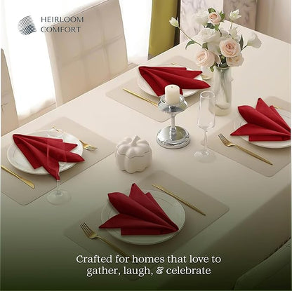 Red Cloth Napkins 18 x 18 Inch, 6 Pack - 100% Cotton, Soft, Durable, Absorbent, Washable - Hemstitch Mitered Edges - Perfect for Dinner, Parties, Events, Weddings, Everyday Use
