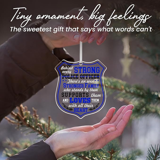 FLAGWIX Christmas Police Gifts for Men Women - Acrylic Christmas Ornaments 2025 for Tree Decorations - Police Ornaments for Tree, Inspirational Cop Gifts for Men Dad Grandpa