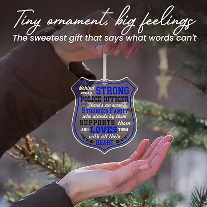 FLAGWIX Christmas Police Gifts for Men Women - Acrylic Christmas Ornaments 2025 for Tree Decorations - Police Ornaments for Tree, Inspirational Cop Gifts for Men Dad Grandpa