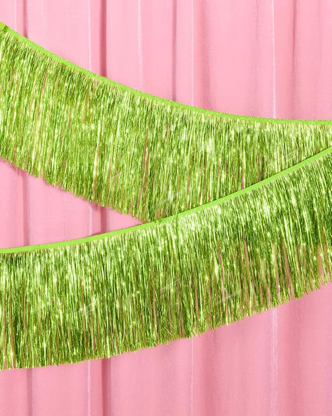 xo, Fetti Party Decorations Lime Green Fringe Banner - 4 ft. | Bachelorette Party Supplies, Birthday Photo Booth, Margarita Bach Decor, Bridal Shower Backdrop
