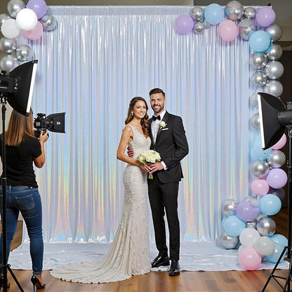 10x10ft Shimmer Silver Sequin Backdrop Curtain for Parties-2 Panels 5x10ft Thick Wrinkle Free Glitter Coloful Backdrop Drapes Photo Back Drop Curtains for Wedding Birthday Photography Background Cloth