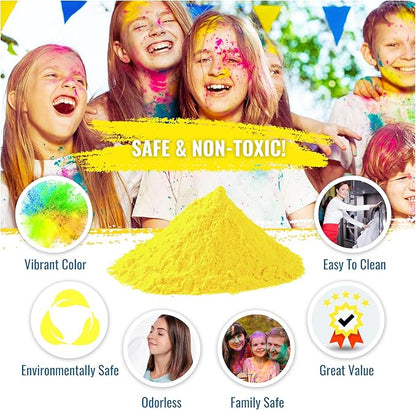 Color Blaze Holi Colored Powder - 5 lbs of Yellow Powdered Color - for Fun Runs, Color Toss, Rangoli, Powder War, Backyard Party & Festivals - Pack of 1 Colorful Bag - 5 Pounds in Bulk - Yellow
