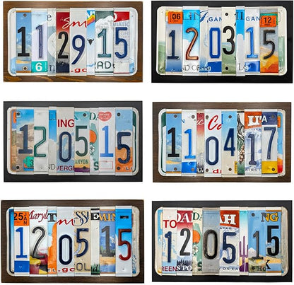 Personalized License Plate Date Sign – Custom Anniversary Sign – Handmade from Real Cut License Plates – Wedding, 10th Anniversary (Tin/Aluminum), Birthday & Special Occasion Décor