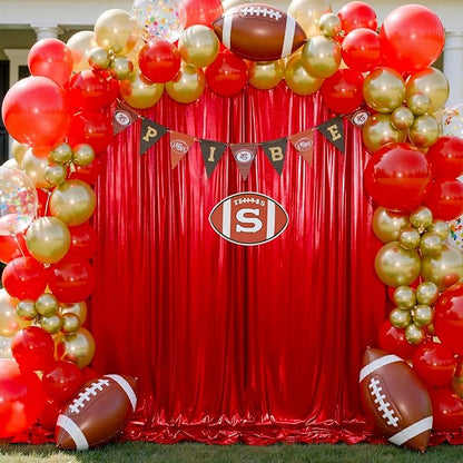 10x10ft Shimmer Red Sequin Backdrop Curtain for Parties, Thick Wrinkle Free Glitter Backdrop Drapes Photo Back Drop Curtains for Birthday Wedding Party Photography Background-2 Panels 5x10ft