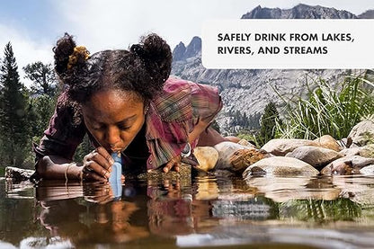 LifeStraw Peak Series - Personal Water Filter Straw for Backup Filtration, Emergency, Survival, and Ultralight Hydration, Dark Mountain Gray, 2 Pack