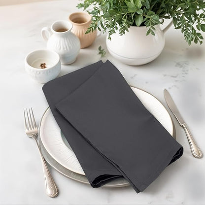 Zoyer Cloth Napkins Set of 4, 18x18 Inches Cotton Enrich Napkins Cloth ‎Washable, Soft & Durable Dinner Napkins for Parties, Wedding, Christmas, ‎Thanksgiving & Everyday Use - Dark Grey