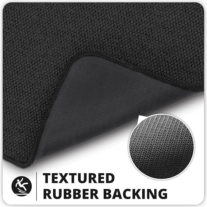 Bath Mat,Ultra Thin Bathroom Runner Rugs,Large Bath Mats for Bathroom,Quick Dry,Non-Slip,Machine Washable,Low Pile,Bath Rug,Shower Outside,Sink,Home Decor Accessories.Black,3'x6'(36x72inch)