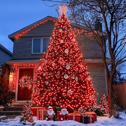 JMEXSUSS 500 LED Red Christmas Lights Outdoor, 173ft Red String Lights Plug in, Waterproof 8 Modes Christmas Light for Tree Party Xmas Holiday Decorations