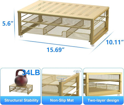 gianotter Computer Monitor Stand Riser, office organizer with Drawer, Office Organizers Storage for Classroom Office Supplies (Gold)