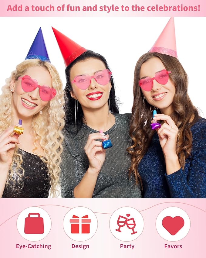 20 Pairs Heart Sunglasses for Women Bulk Transparent Pink Heart Shaped Sunglasses Bachelorette Party Glasses Fun Glasses for Party Favor to Add A Splash of Fun(20Pcs Pink+Rose Red)