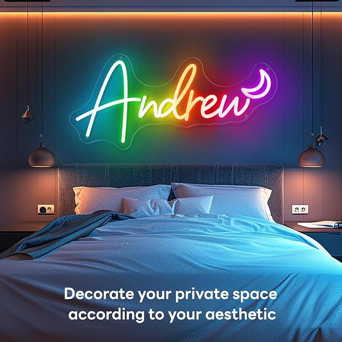 Upgraded Custom Neon Signs, RGB Rainbow Color Changing Neon Light, LED Neon Sign Customizable for Wall Decor, Personalized Neon Sign for Wedding Birthday Party Gift Bedroom Bar Game Room Decorations