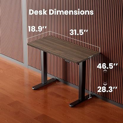 ErGear Height Adjustable Electric Standing Desk, 32 x 19 Inches Sit Stand up Desk, Memory Computer Home Office Desk, Dark Walnut