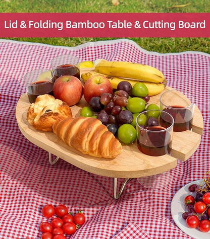 Picnic Basket for 4 with Table and Blanket Collapsible Cooler Bag Insulated Picnic Set for Beach Picnic Hamper Picnic Date Essentials for Outdoor Picnic Accessories Wedding Gift/Bridal Shower Gift