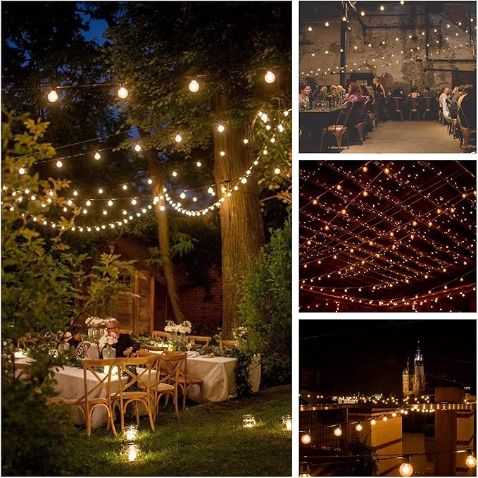 Hometown Evolution, Inc. G50 2" LED Filament Outdoor Patio String Lights with 0.6 Watt Light Bulbs (G50 LED - White Wire, 25 ft)