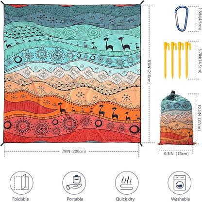 AISPARKY Beach Blanket Waterproof Sandproof, Oversized Large Beach Mat 79" X 83"/120"x108" for 1-8 Adults, Quick Drying&Compact&Lightweight, Picnic Mat Vacation Essentials for Beach Camping Travel