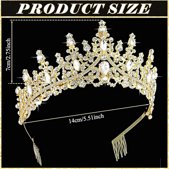 Tiaras and Crowns for Women Princess Crystal Tiara Crown with Comb Rhinestone Hair Accessories